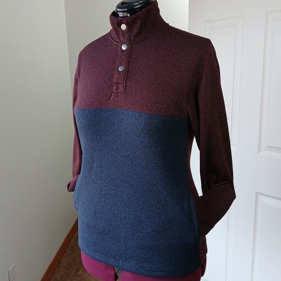 Sonoma The Supersoft Sweater Fleece S colorblock sweatshirt quarter snap pockets - Picture 2 of 16